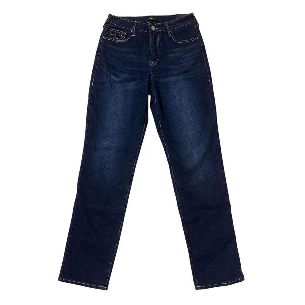 True Religion Sarah High Rise Straight Jeans Dark Mahogany Wood Wash Size 30 New